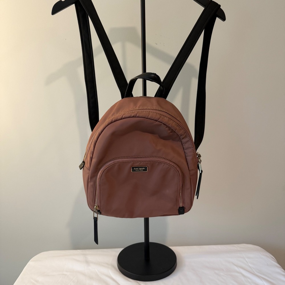 Kate Spade New York Chelsea Medium Nylon Backpack Rosewood Gold Hardware - Picture 2 of 12